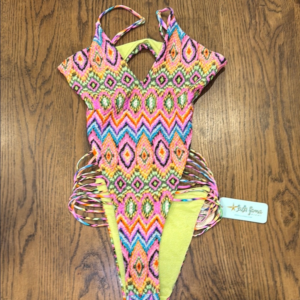 Luli Fama Miami Sorbet Strappy Sides Bodysuit - NWT